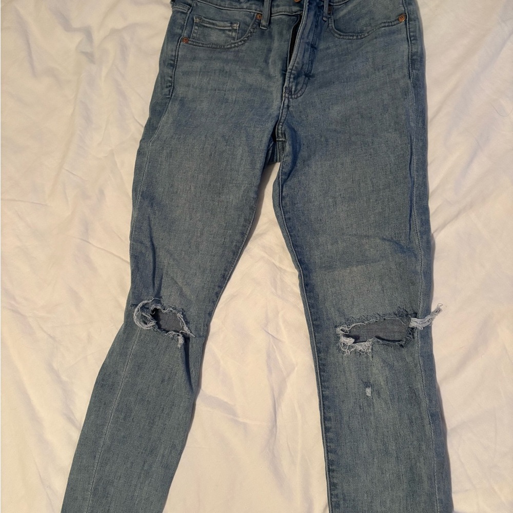 Express Light Blue Ripped Skinny Jeans